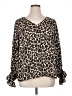Vince Camuto 100% Polyester Animal Print Brown Long Sleeve Blouse Size 1X - photo 1