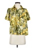 Rose + Olive 100% Rayon Tropical Yellow Short Sleeve Blouse Size XS - photo 1
