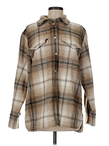 Madewell Flannel Button-Up Shirt-Jacket in Plaid (view 1)