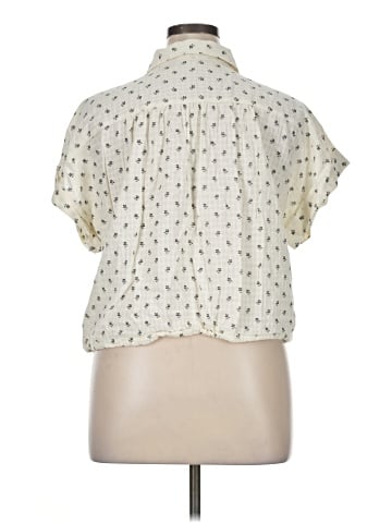 Madewell Button-Up Drawstring Shirt in Blooming Ikat (view 2)