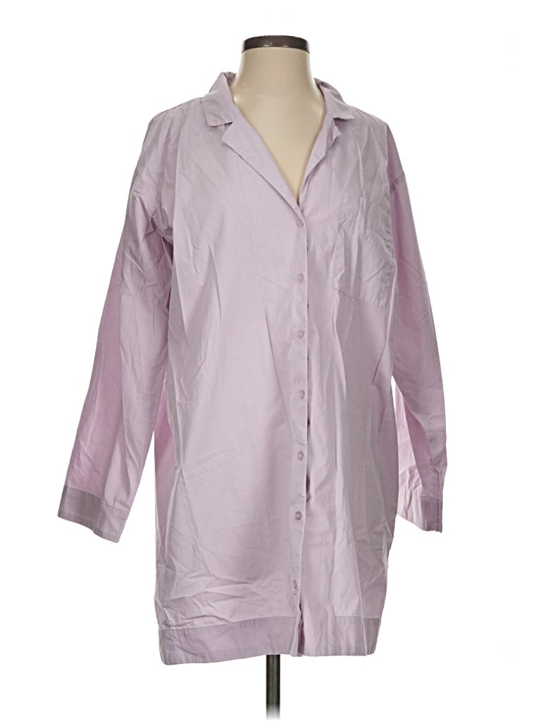 Pre-owned Mng 3/4 Sleeve Button Down Shirt In Purple