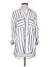 Olivia Grey 100% Rayon Stripes Silver Long Sleeve Blouse Size S - photo 1