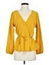 J.Crew 100% Polyester Yellow 3/4 Sleeve Blouse Size 8 - photo 1