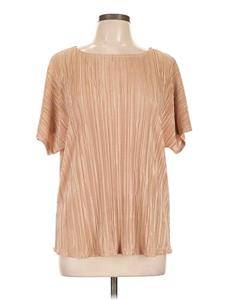 Pre-owned Anne Klein Short Sleeve Blouse In Tan