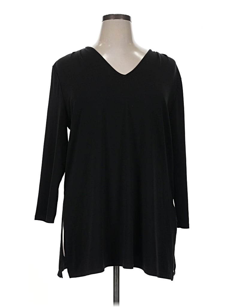 Pre-owned H By Halston 3/4 Sleeve T-shirt In Black