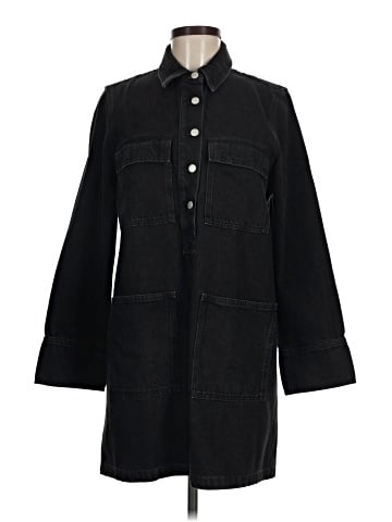 Madewell Denim Popover Mini Shirtdress in Clean Black Wash (view 1)