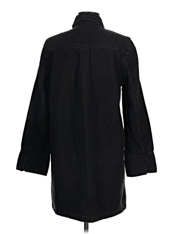 Madewell Denim Popover Mini Shirtdress in Clean Black Wash (view 2)