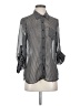 Timing 100% Polyester Stripes Gray 3/4 Sleeve Blouse Size S - photo 1