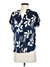 Maison d' Amelie Floral Blue Short Sleeve Blouse Size S - photo 1