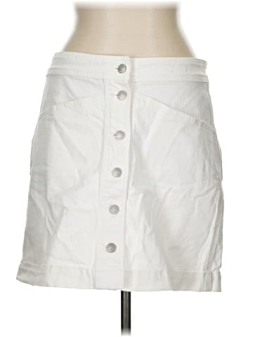 Madewell Stretch Denim A-Line Mini Skirt in Tile White: Button-Front Edition (view 1)