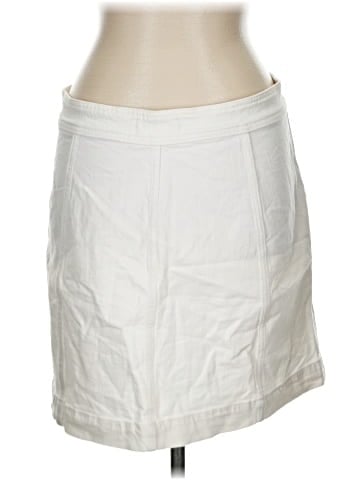 Madewell Stretch Denim A-Line Mini Skirt in Tile White: Button-Front Edition (view 2)