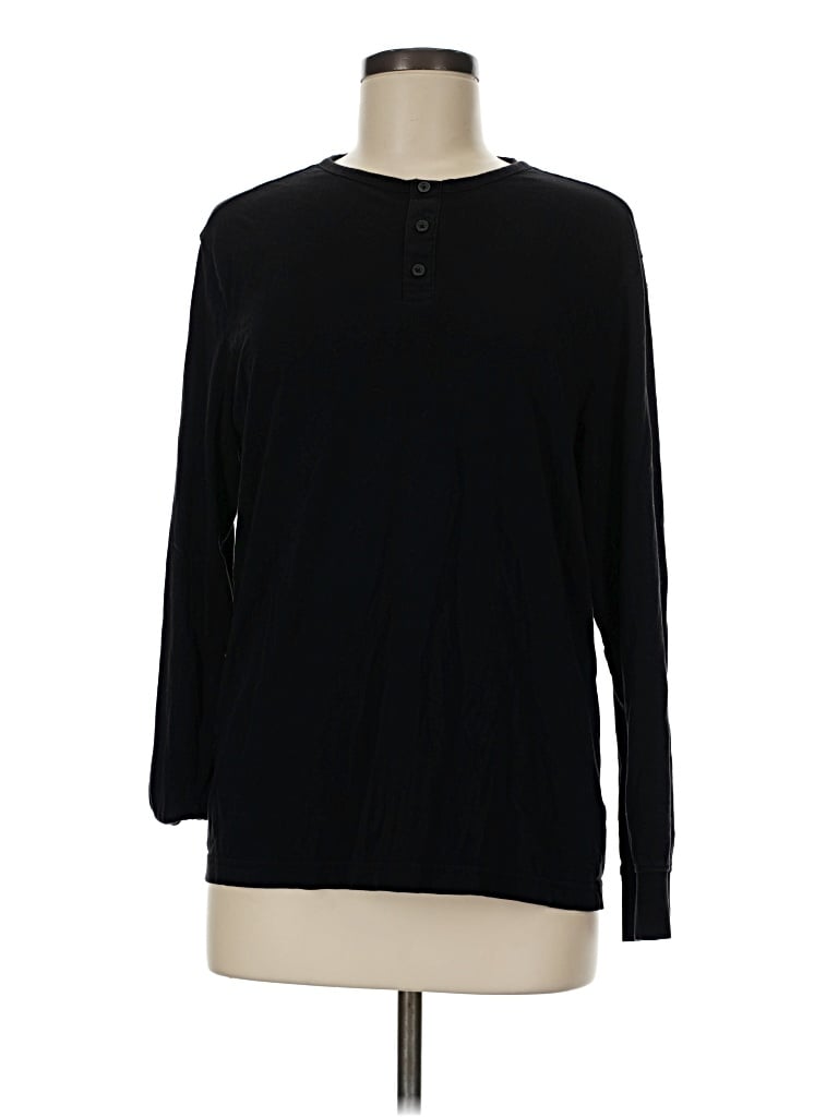 Pre-owned H&m Long Sleeve Polo Shirt In Black