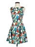 Unbranded 100% Polyester Print Blue Cocktail Dress Size XS - photo 1