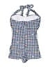 Unique Vintage Checkered-gingham Blue Romper Size L - photo 2