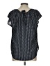 Lauren Conrad 100% Polyester Black Short Sleeve Blouse Size L - photo 2