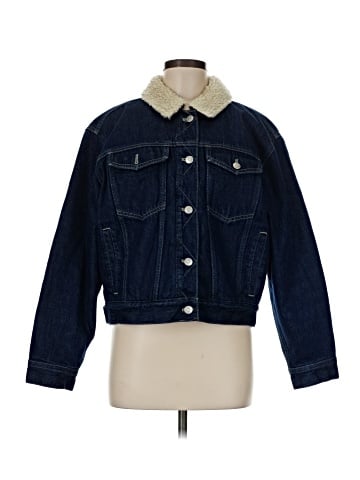 Madewell The Cropped Oversized Trucker Jean Jacket: Sherpa Collar Edition (view 1)