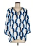 Banana Republic 100% Polyester Graphic Blue 3/4 Sleeve Blouse Size M - photo 1
