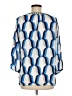 Banana Republic 100% Polyester Graphic Blue 3/4 Sleeve Blouse Size M - photo 2