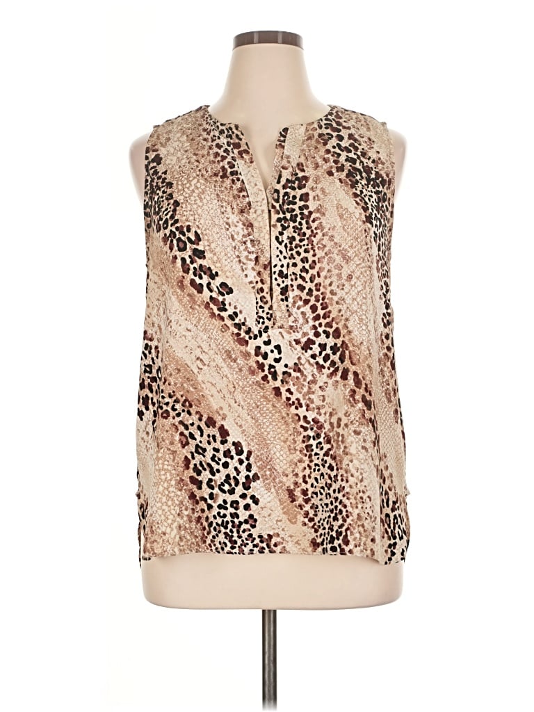 Pre-owned Dana Buchman Sleeveless Blouse In Tan
