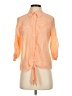 Sequin Hearts Orange 3/4 Sleeve Button-Down Shirt Size S - photo 1