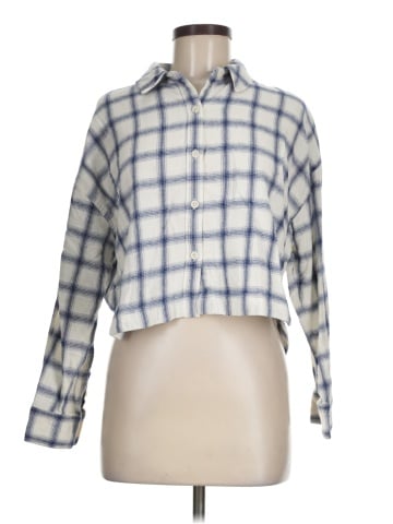 Madewell Flannel Hartfield Crop Shirt in Windowpane (view 1)