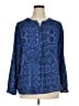 Jennifer Lopez 100% Polyester Paisley Blue Long Sleeve Blouse Size 1X - photo 1