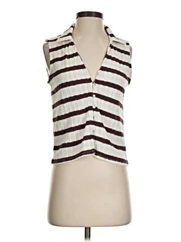 Madewell Crochet-Knit V-Neck Sweater Vest in Stripe (view 1)