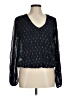ASTR The Label 100% Polyester Black Blue Long Sleeve Blouse Size M - photo 1