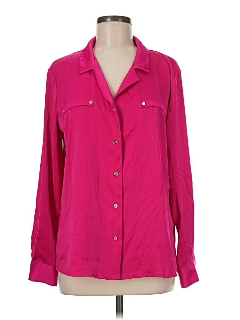 Pre-owned Anne Klein Long Sleeve Blouse In Pink
