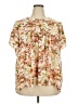 Rose + Olive 100% Polyester Floral Ivory Short Sleeve Blouse Size 2X - photo 1