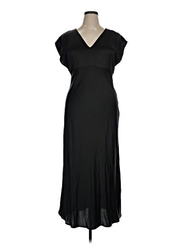Madewell Wide V-Neck Midi Dress in Satin (view 1)