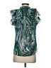 Robert Graham Print Green Short Sleeve Blouse Size XS - photo 2