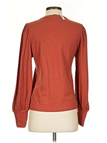 Madewell Smocked Long-Sleeve Top in Soft Slub (view 2)