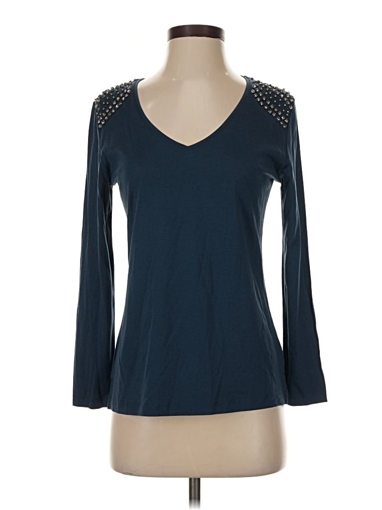 Gerard Darel 3/4 Sleeve Top Blue V-neck Tops