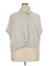 Torrid Stripes Gray Short Sleeve Blouse Size 3X Plus (3) - photo 1