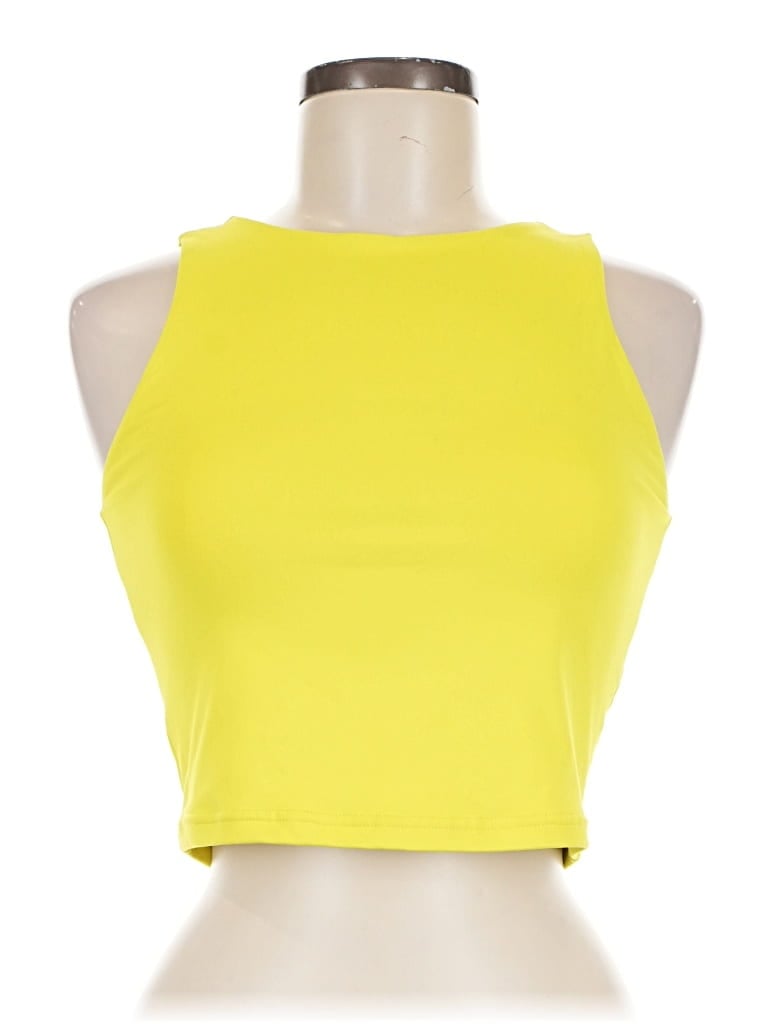 Pre-owned Reoria Sleeveless Top Yellow Halter Neckline Tops