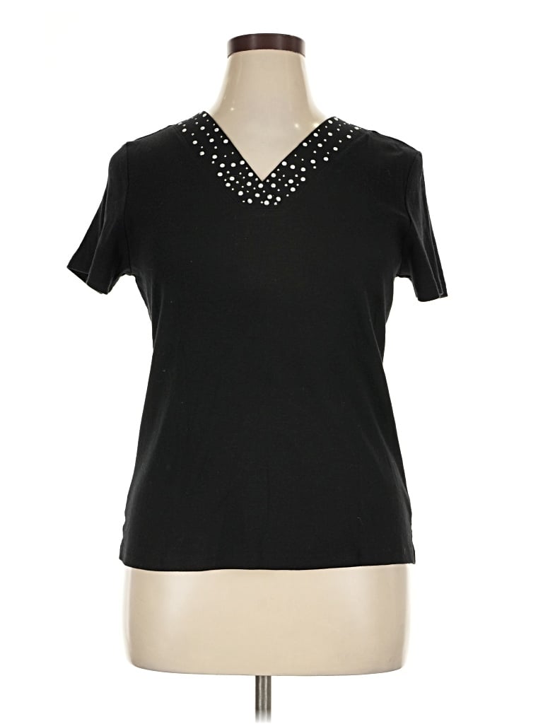 Pre-owned Karen Scott Short Sleeve T-shirt In Black