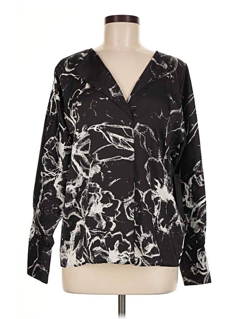 Pre-owned Donna Karan Long Sleeve Blouse In Black
