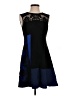 Nanette Lepore 100% Polyester Graphic Floral Damask Blue Cocktail Dress Size 4 - photo 1