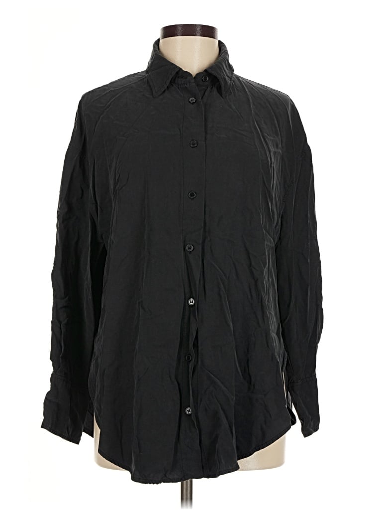 Pre-owned Zara Long Sleeve Button Down Shirt In Black