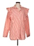Monki 100% Cotton Stripes Red Long Sleeve Blouse Size L - photo 1