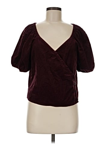 Madewell Corduroy Puff-Sleeve Wrap Top (view 1)