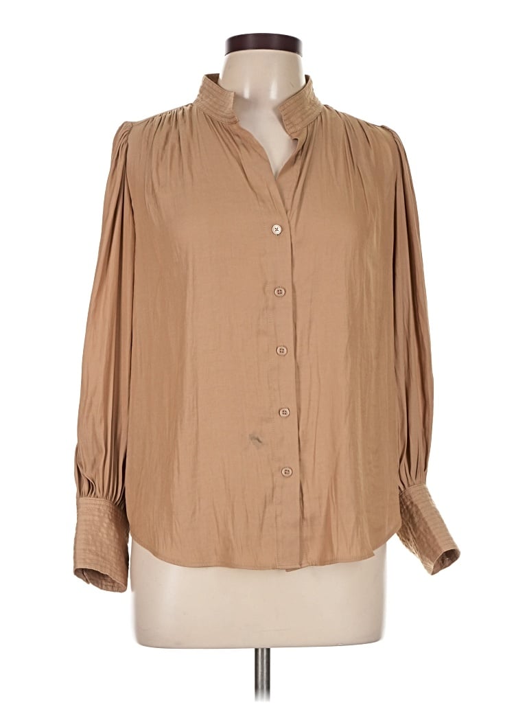 Pre-owned Banana Republic Factory Store 3/4 Sleeve Blouse In Tan
