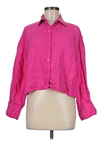 Zara 3/4 Sleeve Button-Down Shirt (view 1)