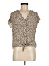 Mi ami 100% Viscose Tan Short Sleeve Blouse Size M - photo 1