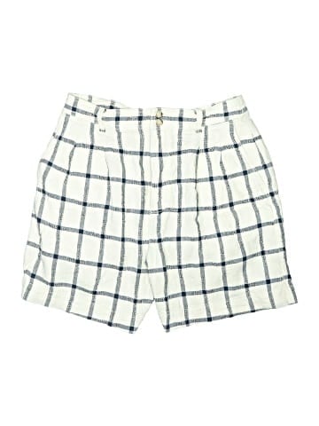 Madewell Linen-Cotton Pleated Mid-Length Shorts in Windowpane (view 1)