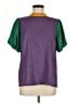 Bibi 100% Polyester Color Block Purple Short Sleeve Blouse Size M - photo 1
