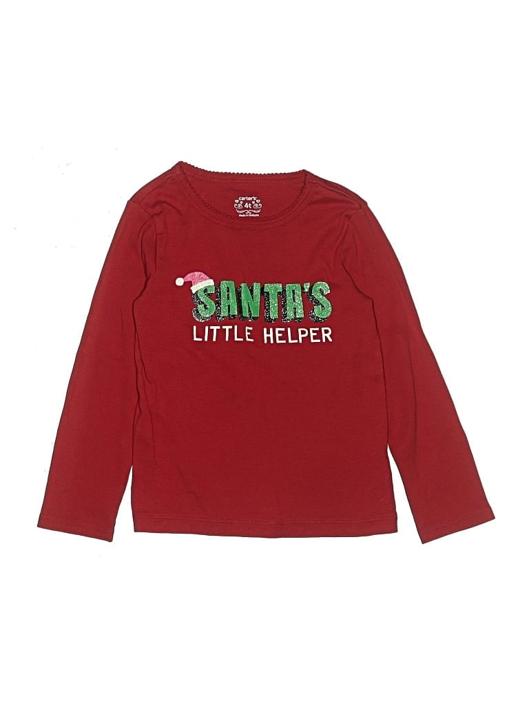 Pre-owned Carter's Kids' Long Sleeve T-shirt In Red
