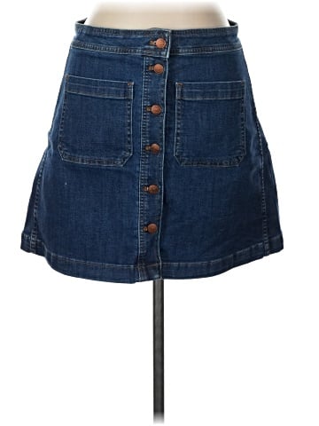 Madewell Stretch Denim A-Line Mini Skirt in Salisbury Wash: Patch Pocket Edition (view 1)