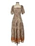 Mi ami 100% Polyester Paisley Brown Casual Dress Size XS - photo 1